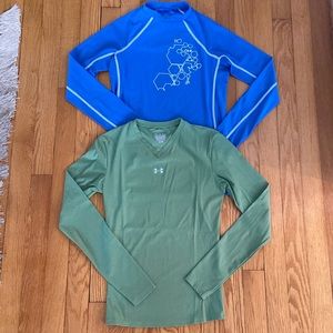 Under Armour Bundle of 1 Regular/1 Heat Gear UPF 30 Tops